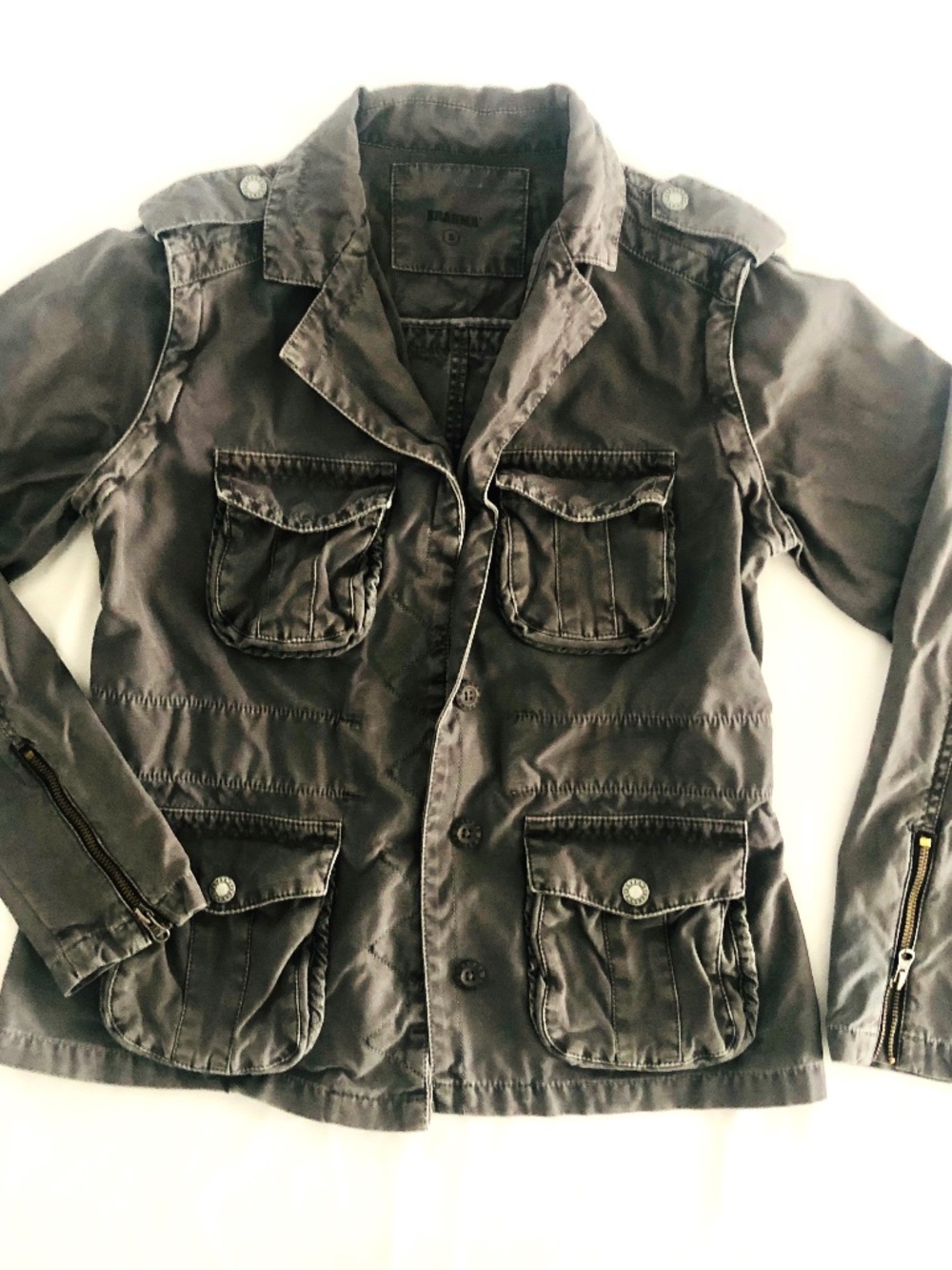Vintage BRAHMA Colombia Premium Cotton Military Cargo Field Jacket Gray, Size S